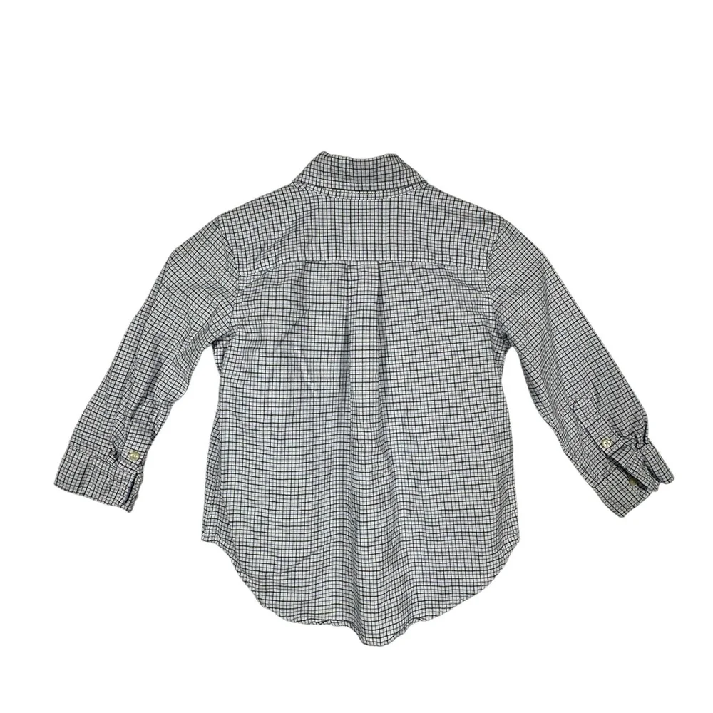 Ralph Lauren Shirt Long Sleeve Button Down White and Blue Size 3/3T